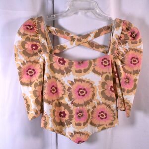 NWT Free People Give Me More Floral Crop‎ Top Womens XS Square Neck Boho